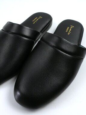 Worn Once! PAMIR Men's Genuine Leather Scuff Slippers Black 10